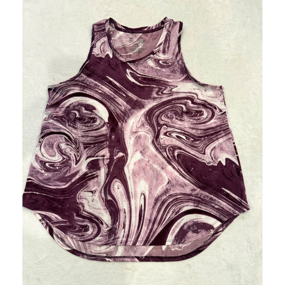 Xersion Essential Performance Tank Womens Large Purple Marble Quick-Dri Workout